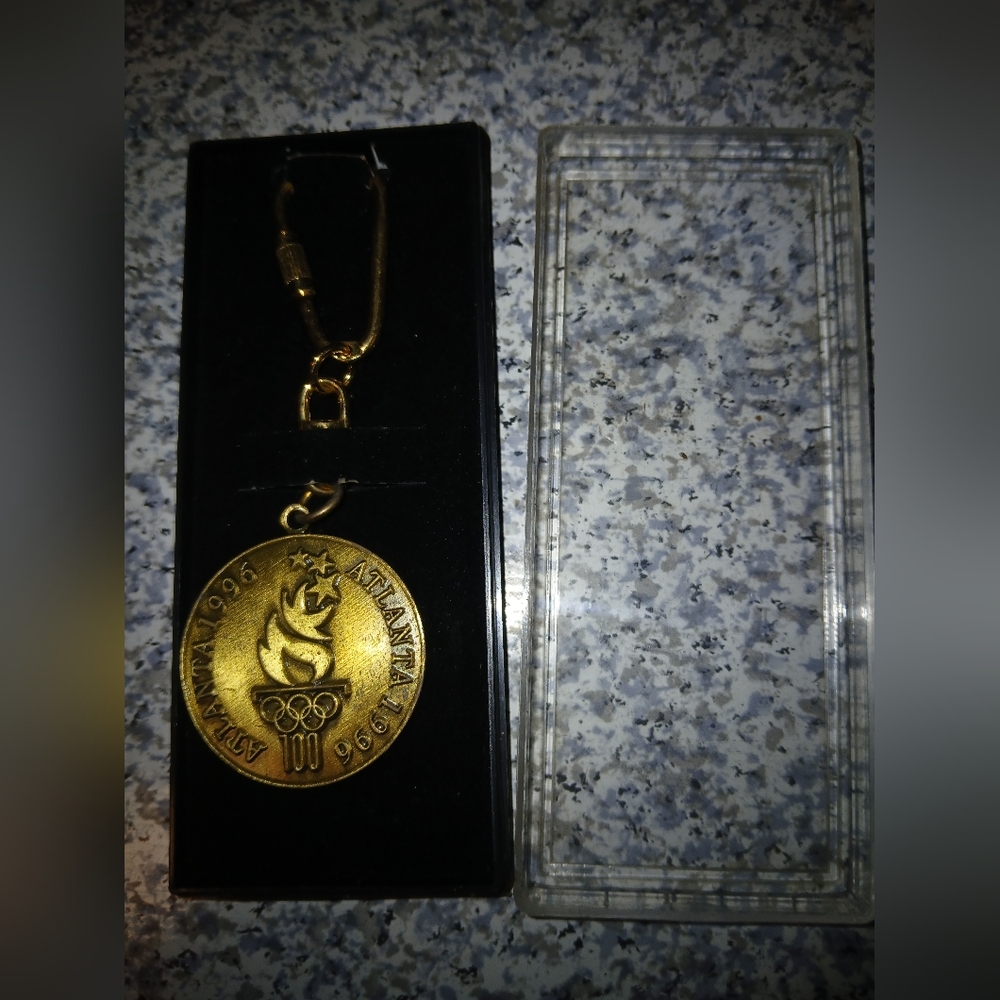 Vintage Gold Olympic Keychain 1996 In Original Box. Great Collector's Piece.